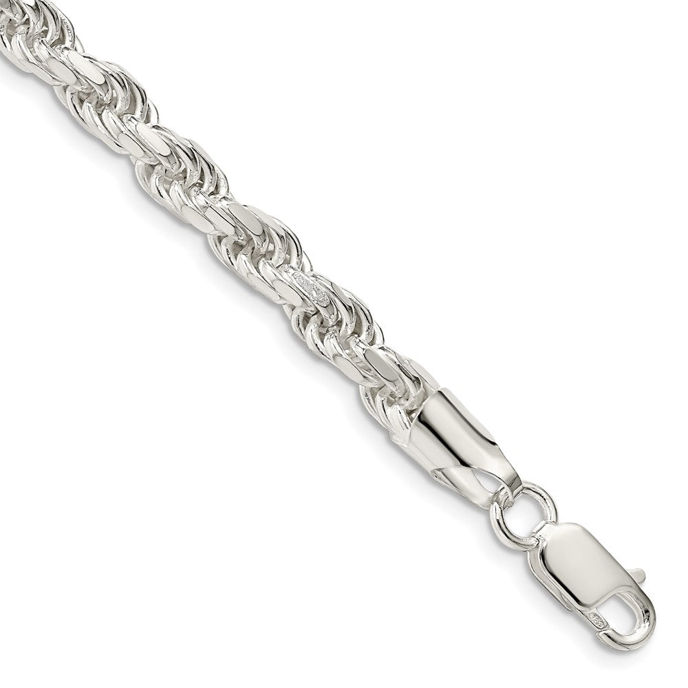 Sterling Silver 5.75mm Diamond-cut Rope Chain 10 inches