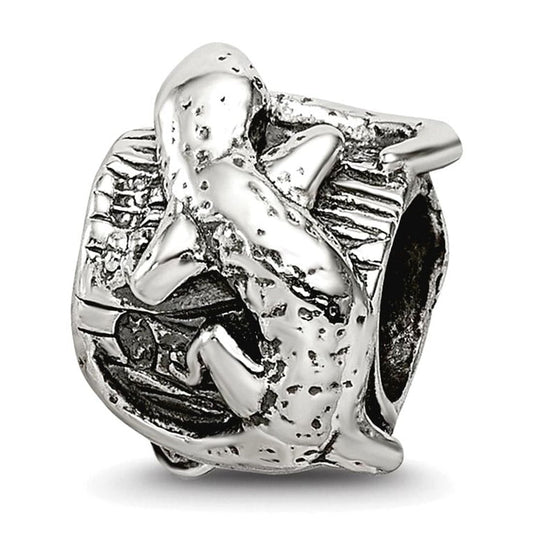 Sterling Silver Reflections Lizard on a Log Bead
