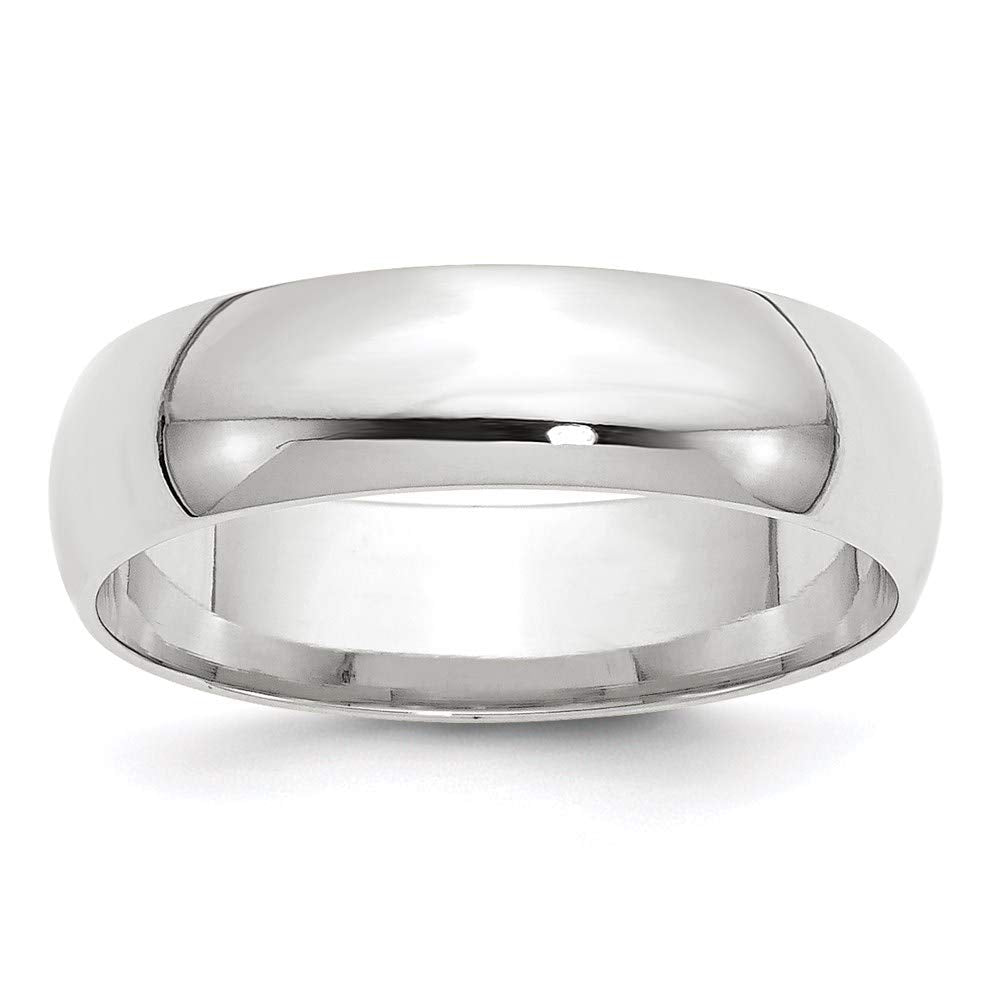 10k White Gold 6mm Lightweight Comfort Fit Wedding Band Size 7.5