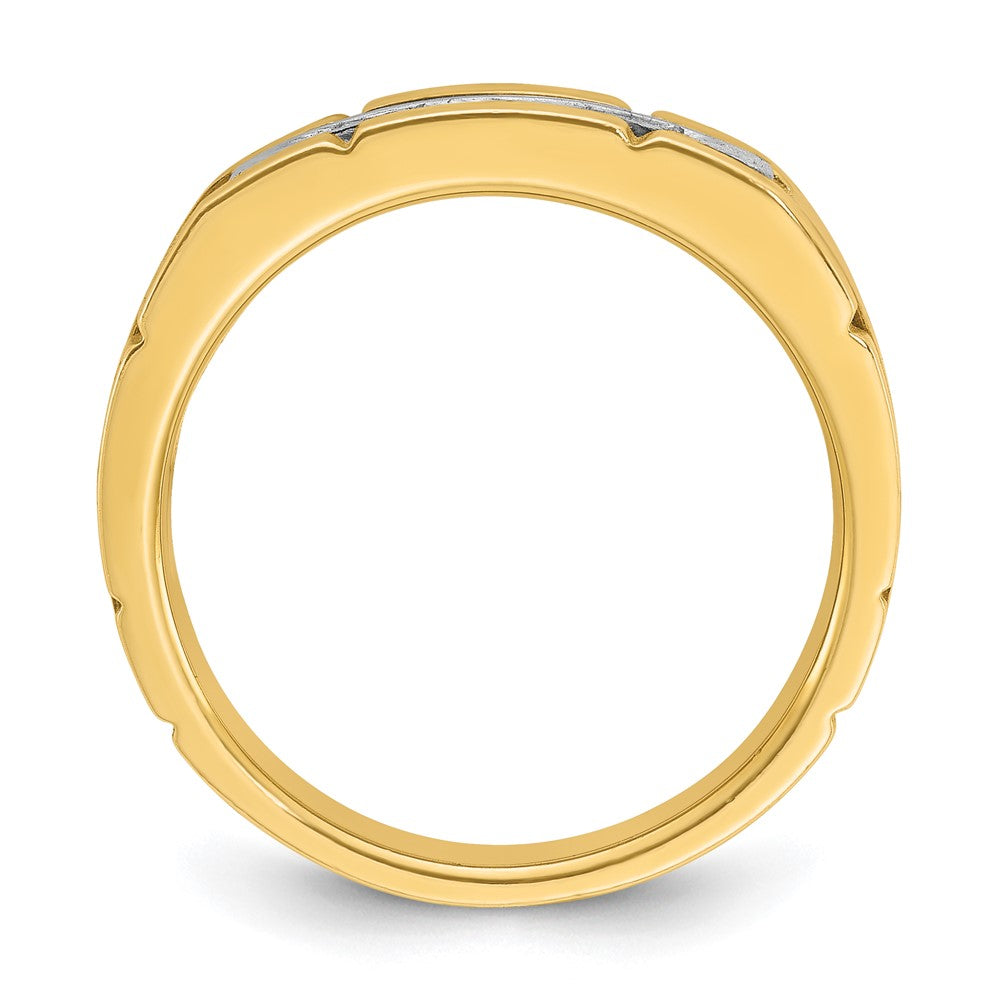 IBGoodman 14k Two-tone Men's Polished and Grooved 5-Stone Ring Mounting