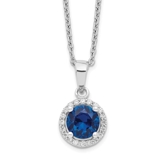 Brilliant Embers Sterling Silver Rhodium-plated 20 Stone 18 inch White and Blue Micro Pav‚ CZ Necklace with 2 Inch Extender 18 Inches