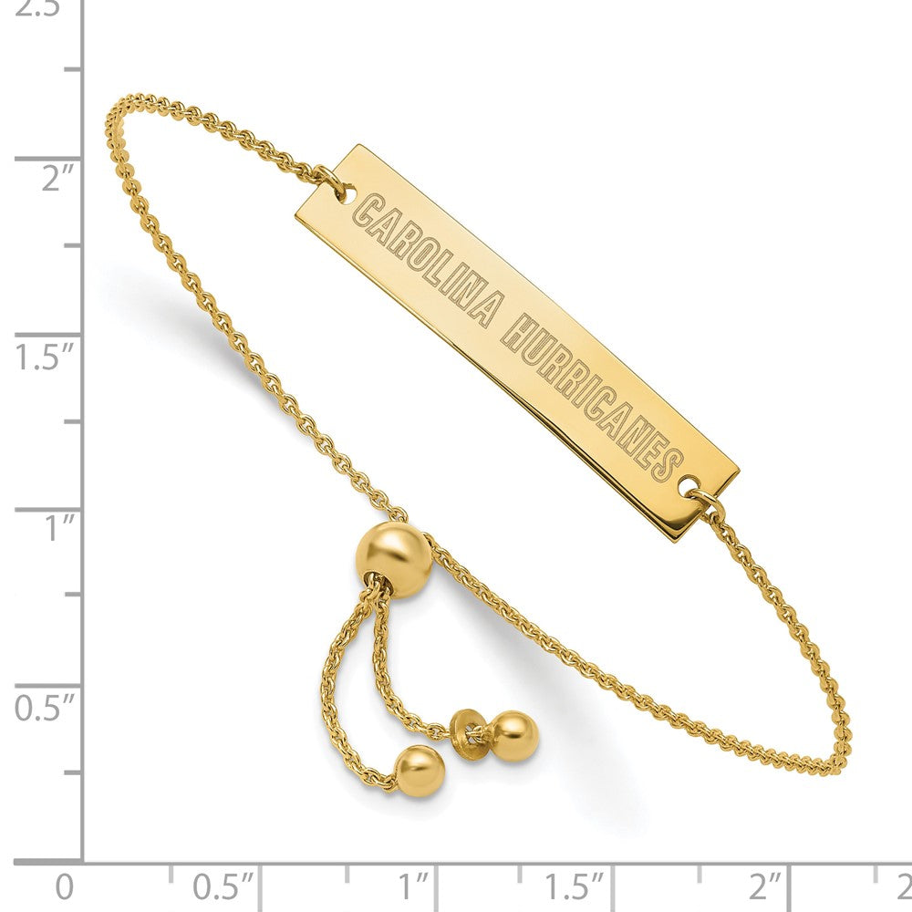 Sterling Silver Gold-plated NHL LogoArt Carolina Hurricanes Small Bar Adjustable 9 inch Bracelet