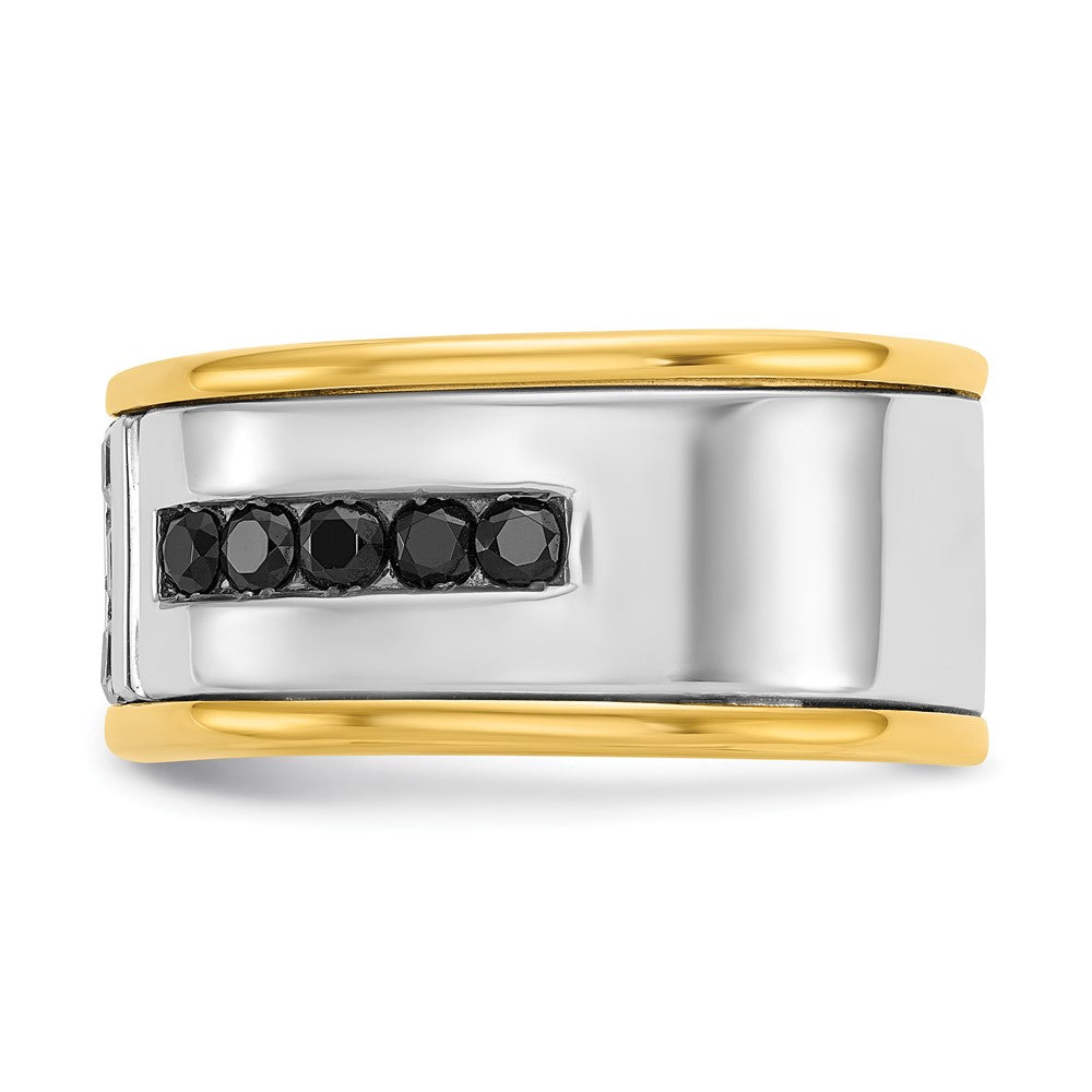 SS/GP IBGoodman Men's Black and White CZ Ring