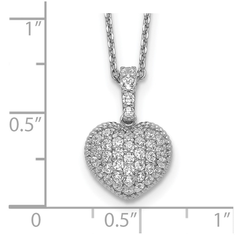 Sterling Shimmer Sterling Silver Rhodium-plated 16 inch 40 Stone Heart CZ Necklace with 2 inch extender 16 Inches