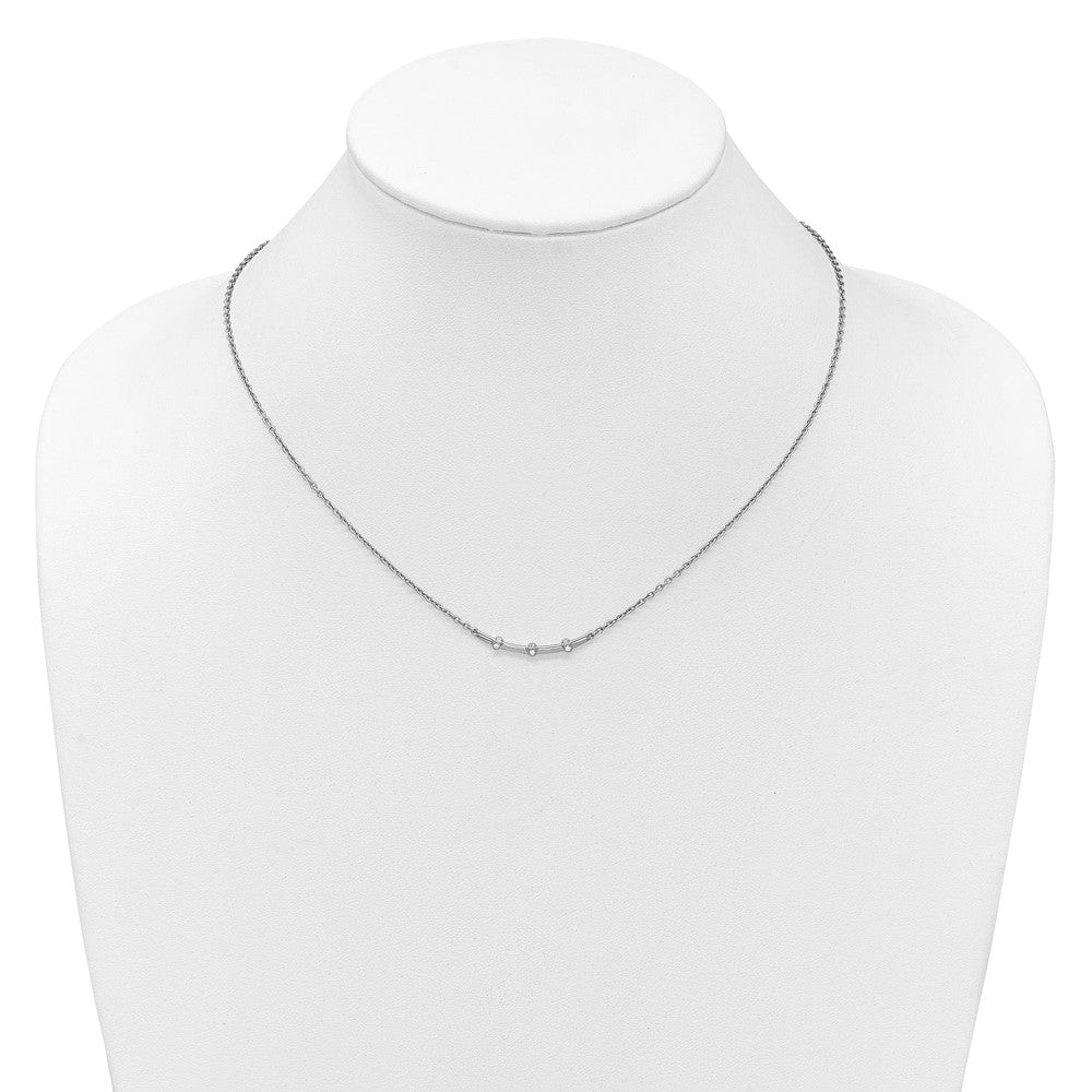 14K White Gold Polished Diamond Bar Necklace