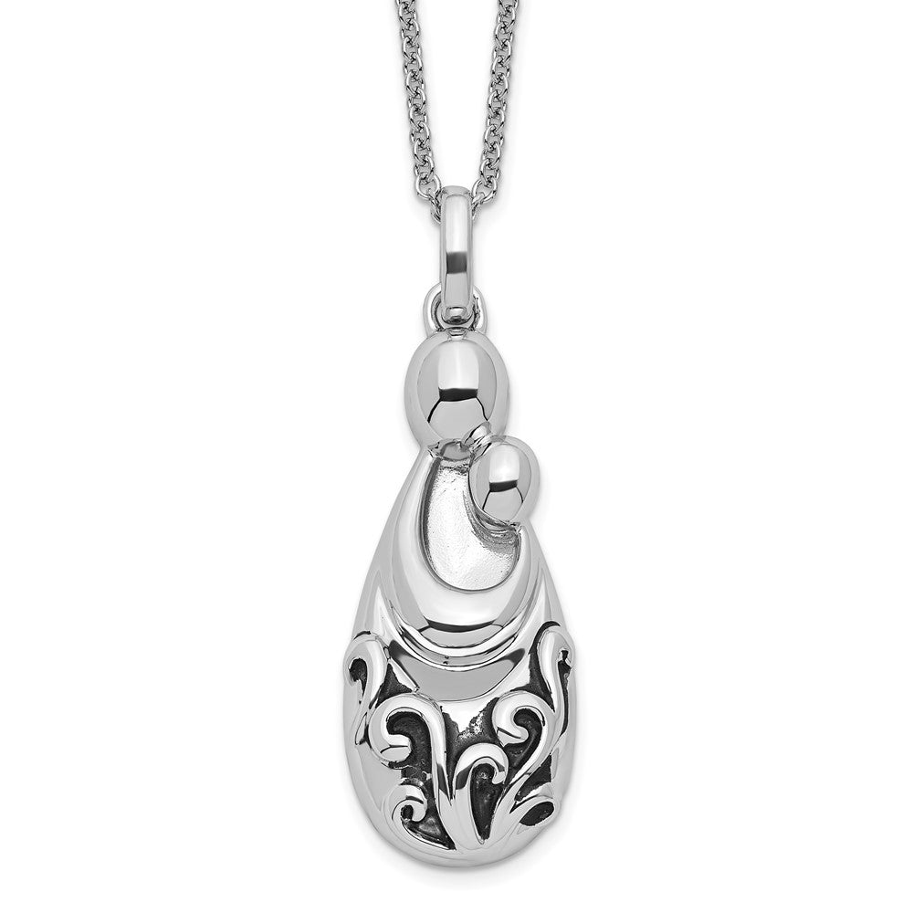 Sentimental Expressions Sterling Silver Rhodium-plated Mother's Pride and Joy 18in. Necklace 18 Inches