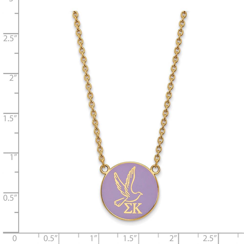 Sterling Silver w/ 14K Yellow Gold-Plated 18in Official Licensed Greek Sororities Sigma Kappa (??) Small Enamel Pendant w/Necklace