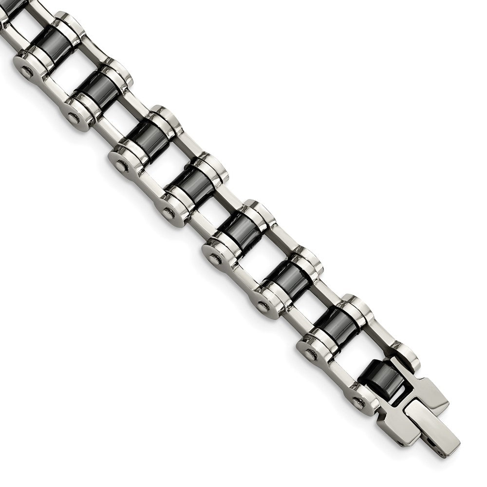 Stainless Steel Polished with Magnetic Links 8.5in Bracelet 8.5 inches