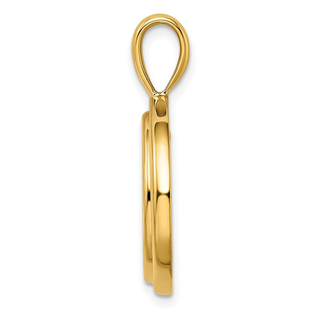 Wideband Distinguished Coin Jewelry 14k Polished Wide Concentric Circle 16.5mm Prong Coin Bezel Pendant