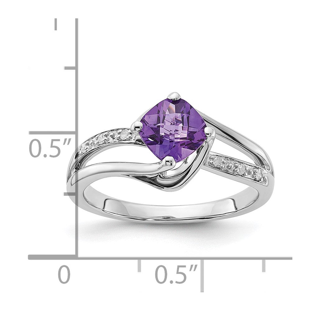10K White Gold Amethyst and Diamond Ring