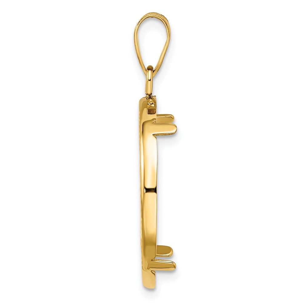 Wideband Distinguished Coin Jewelry 14k Polished and Diamond-cut 21.6mm Prong Coin Bezel Pendant