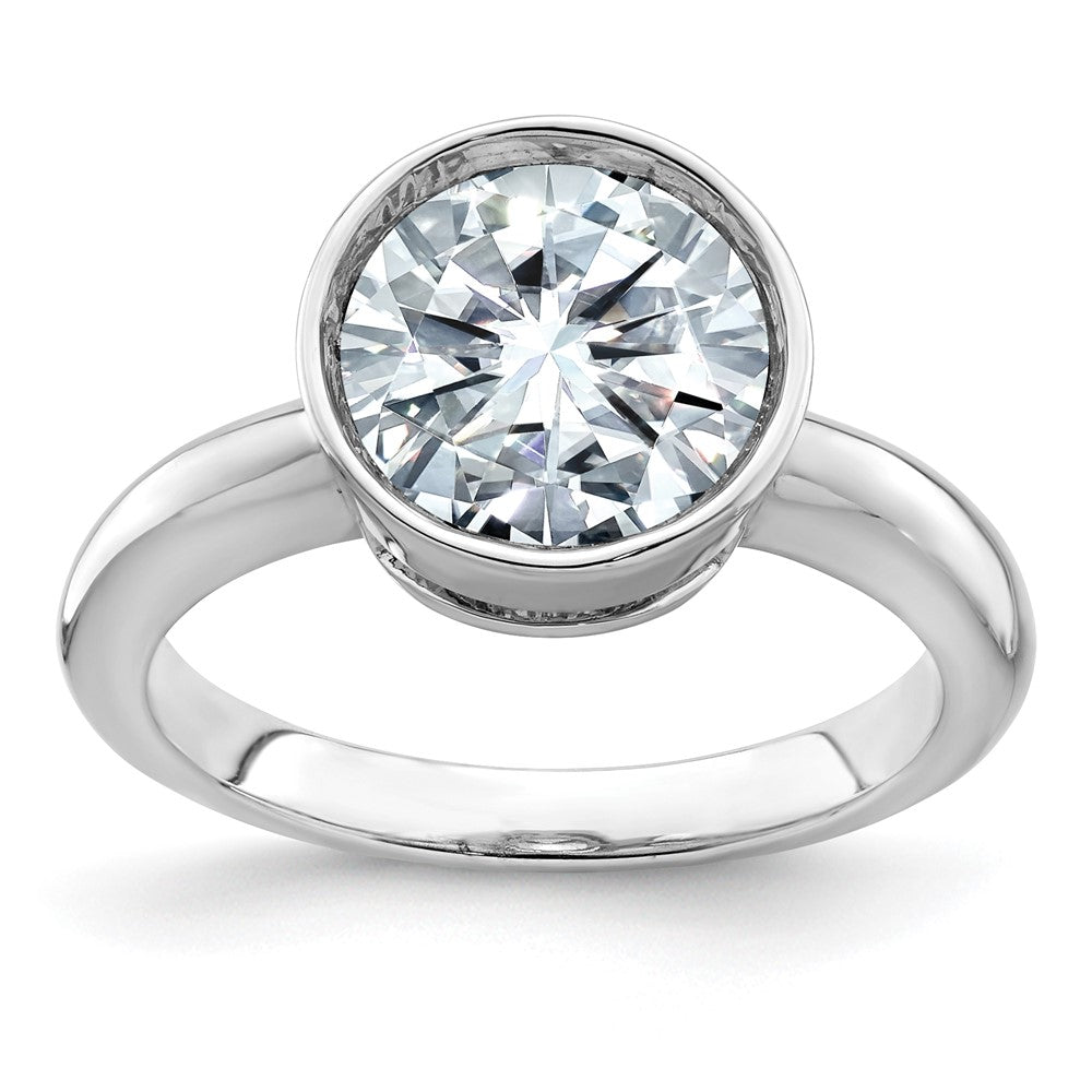 Sterling Silver Round Bezel CZ Engagement Ring