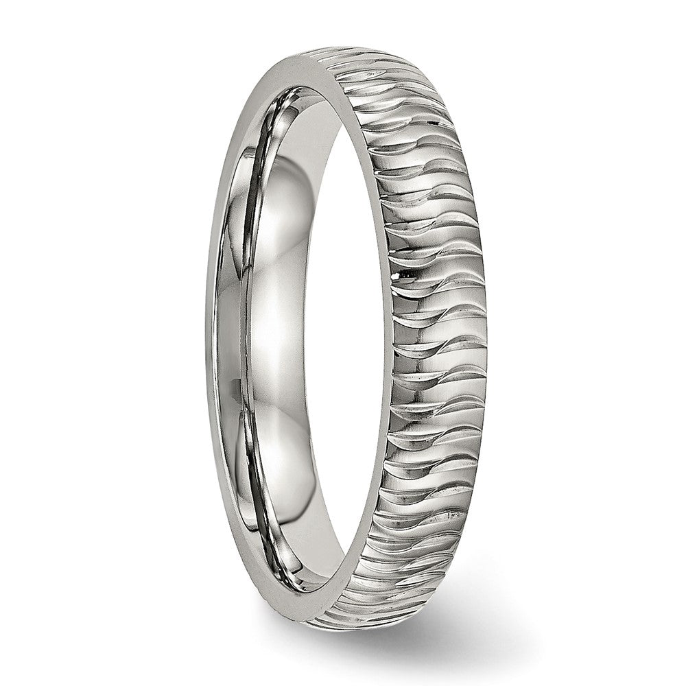 Stainless Steel Polished and Textured 4mm Band Size - 13