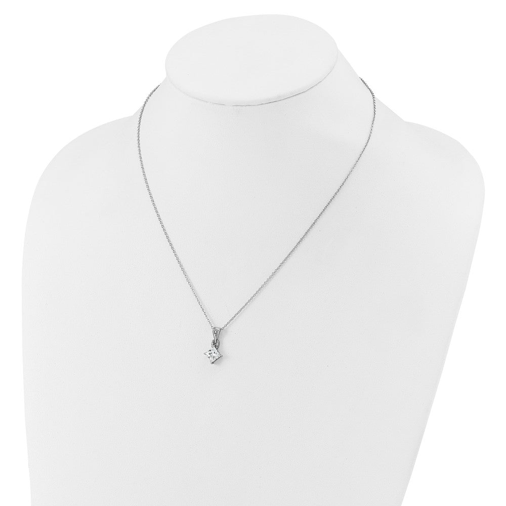 Cheryl M Sterling Silver Rhodium-plated Polished Fancy CZ Link with 2 Inch Extension Necklace 18 Inches