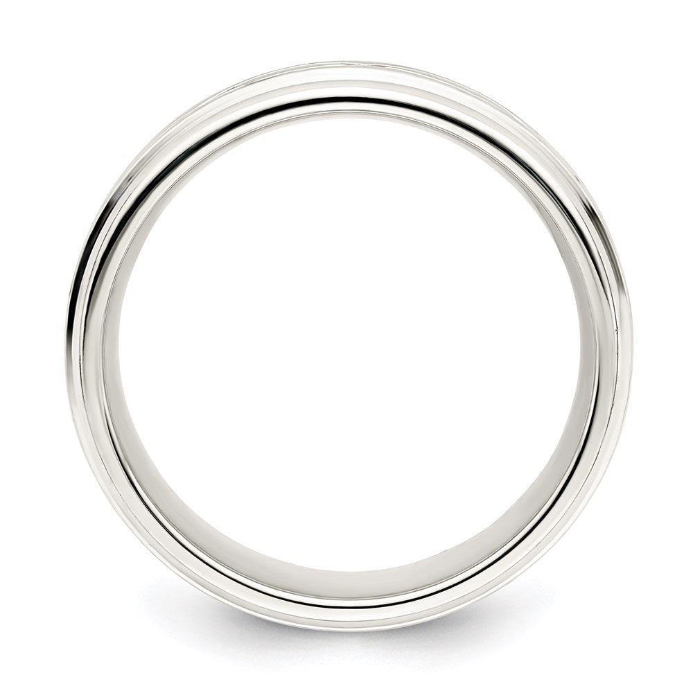 Sterling Silver 7mm Polished Flat Intertwined Design Beveled Edge Fancy Band Size 12