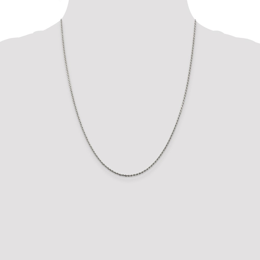 Sterling Silver 1.5mm Diamond-cut Rope Chain 22 Inches