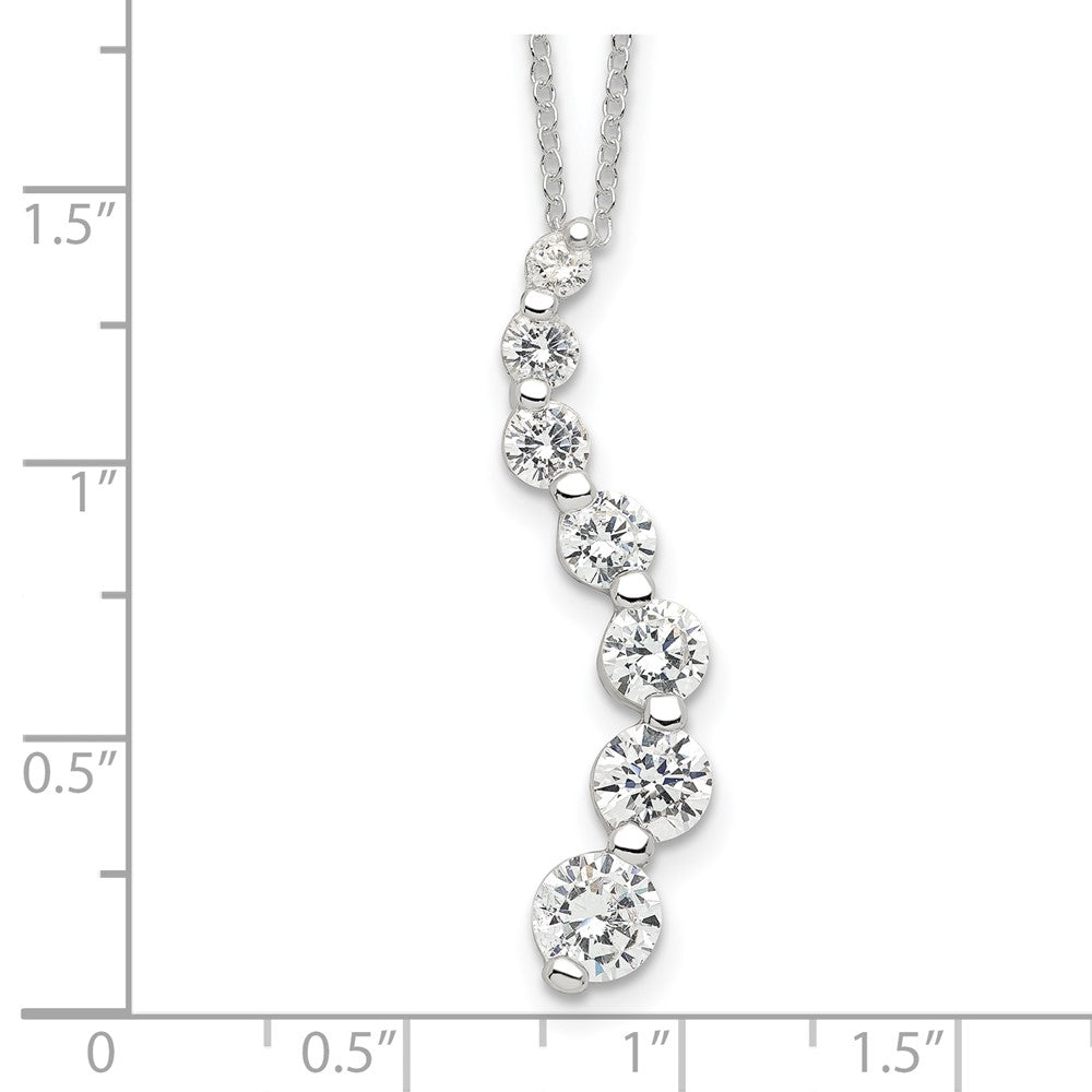 Sterling Silver Rhodium-plated CZ Journey Necklace 18 Inches
