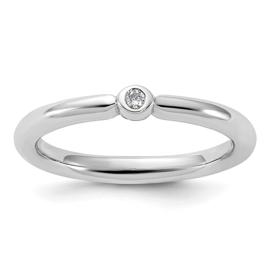Sterling Silver Stackable Expressions Rhodium-plated CZ Ring Size -10