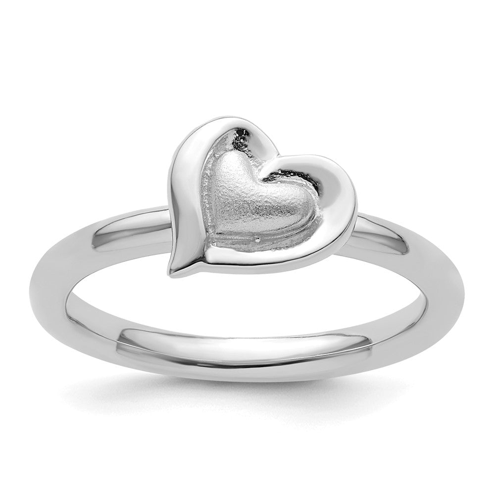 Sterling Silver Stackable Expressions Rhodium Heart Ring Size -10