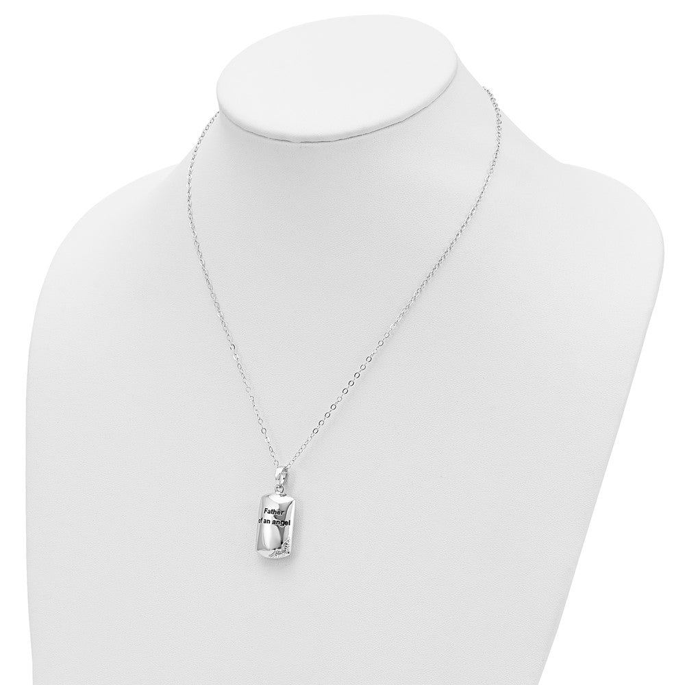 Sentimental Expressions Sterling Silver Rhodium-plated Antiqued Father of an Angel Ash Holder 18 Inch Necklace 18 Inches
