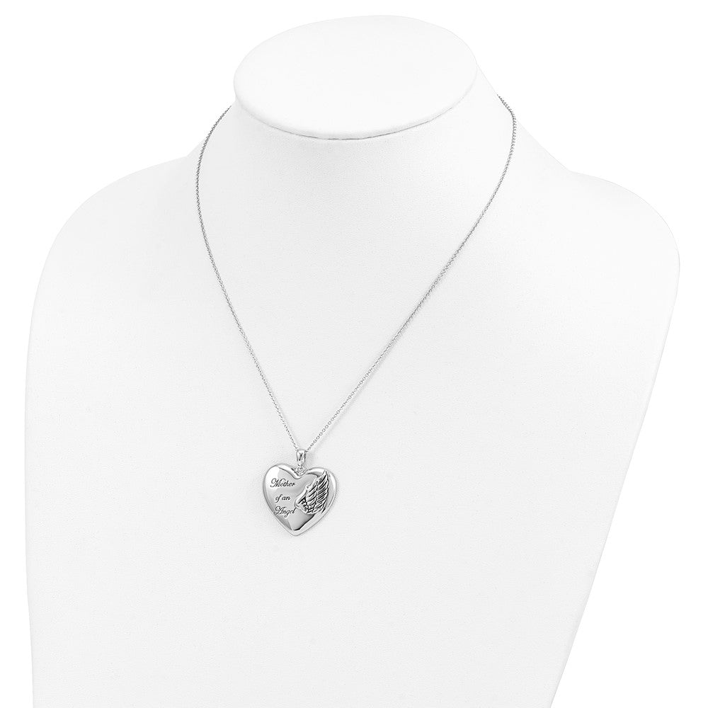 Sentimental Expressions Sterling Silver Rhodium-plated and Antiqued Mother of an Angel 18 Inch Necklace 18 Inches