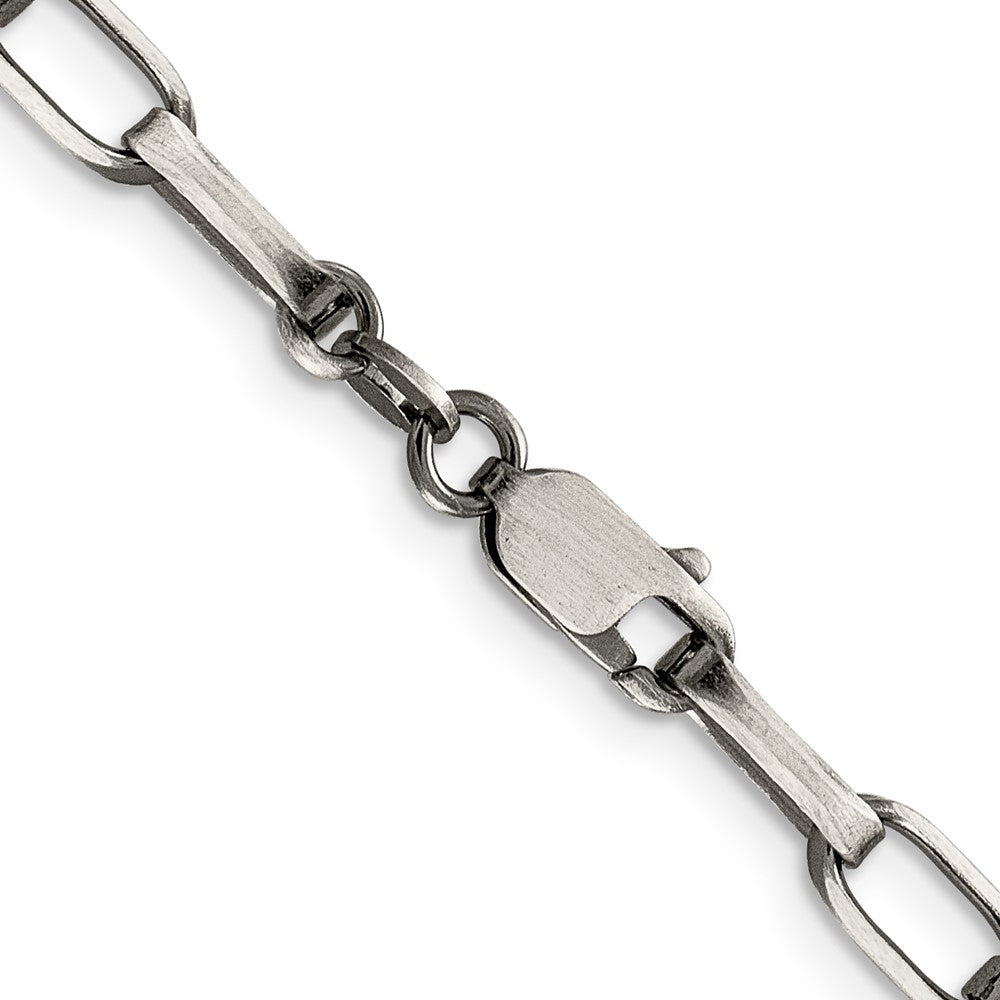 Sterling Silver Antiqued 4.8mm Elongated Open Link Chain 20 Inches