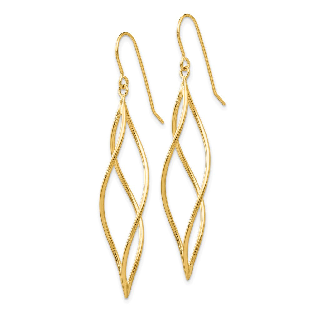 10k Polished Long Twisted Dangle Earrings