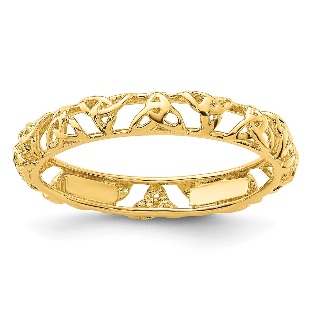 Sterling Silver Stackable Expressions Yellow-plated Celtic Knot Ring Size -10