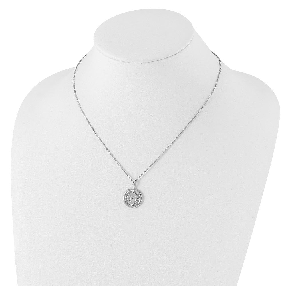 White Ice Sterling Silver Rhodium-plated 18 Inch Diamond Letter G Initial Necklace with 2 Inch Extender 18 Inches