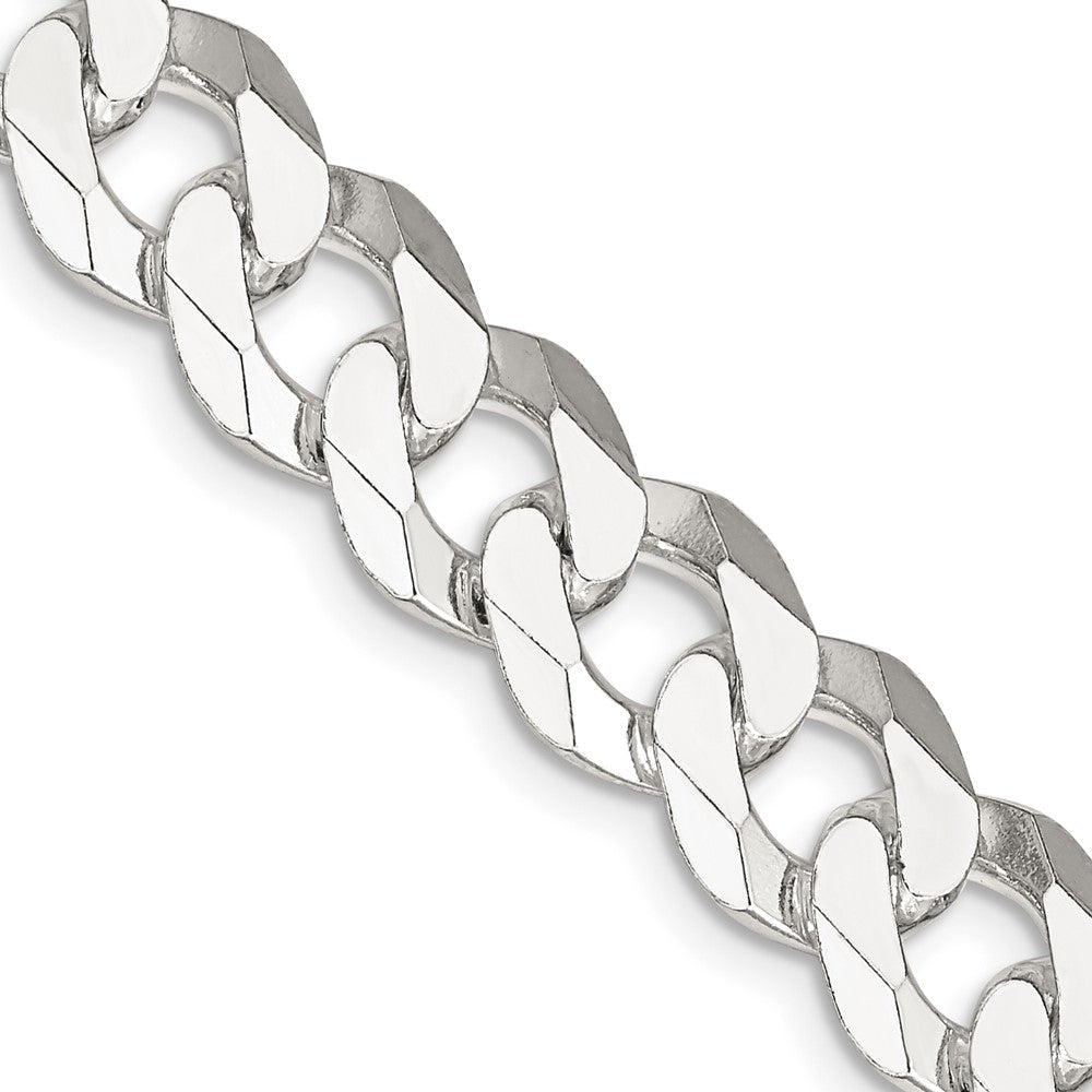Sterling Silver 10.6mm Beveled Curb Chain 26 Inches