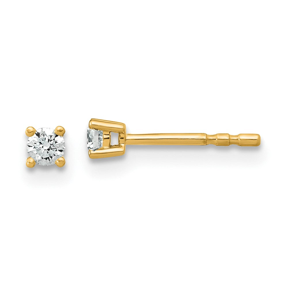 14k Yellow Gold 1/10 ctw Lab Grown Diamond VS/SI+ G+ Round 4 Prong Heavy Wt. Stud Earrings