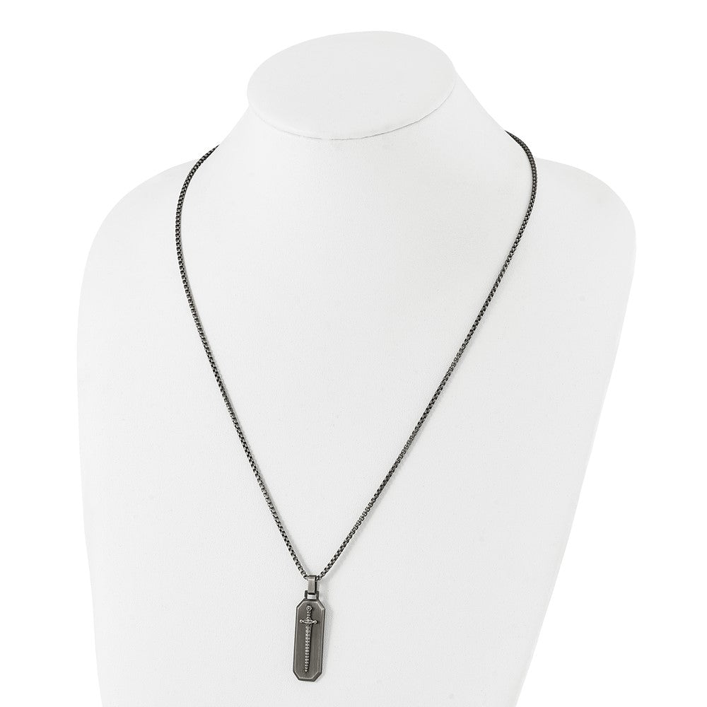 Stainless Steel Brushed Sword 24in Necklace