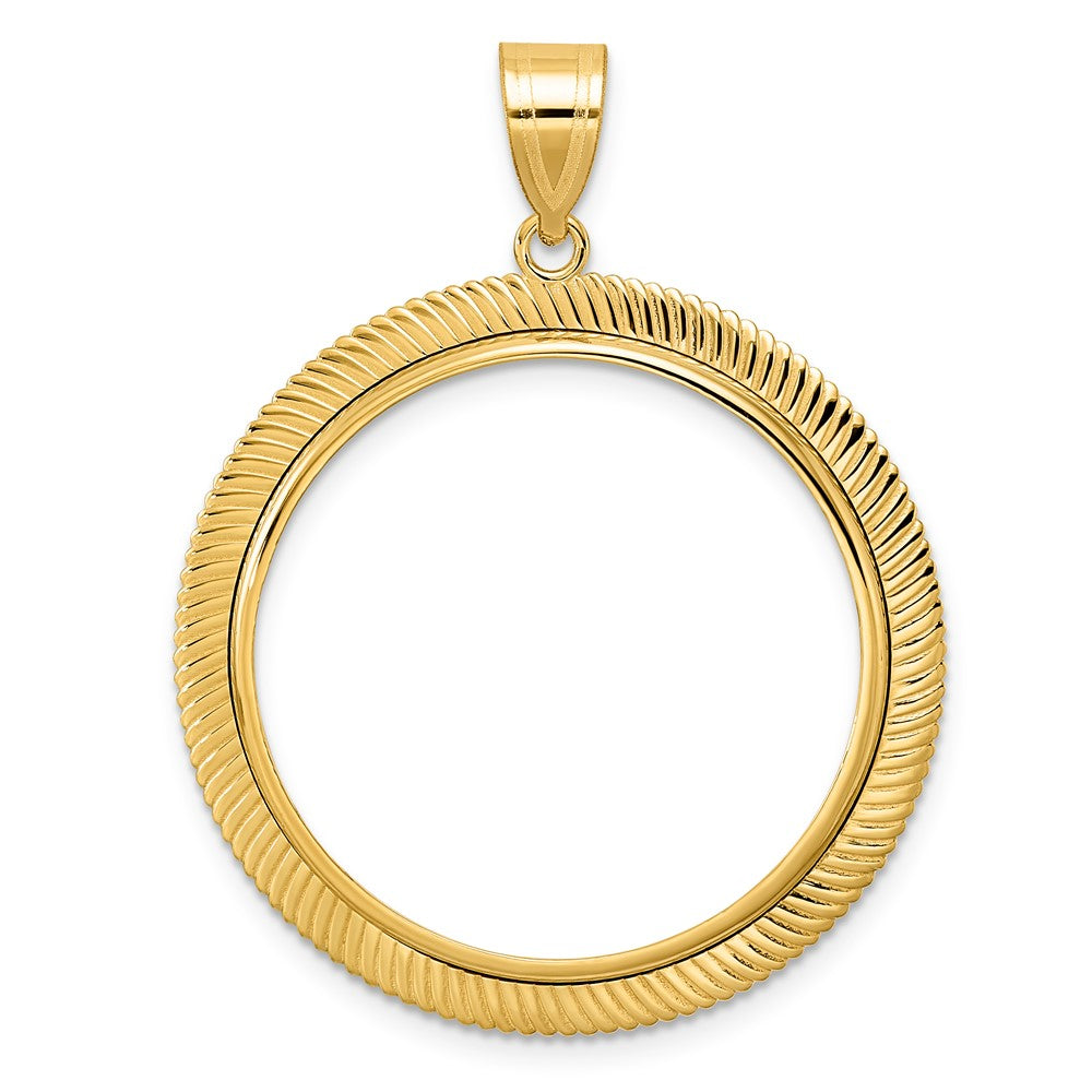 14k Polished Scalloped with 27.0mm Prong Coin Bezel Pendant