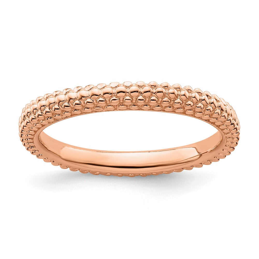Sterling Silver Stackable Expressions Pink-plated Domed Ring Size -6