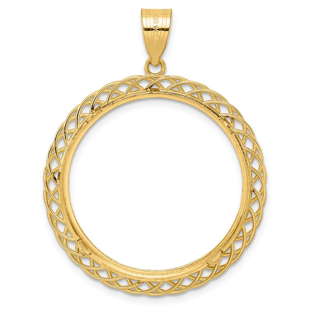 14k Diamond Cut Triple Loop with 27.0mm Prong Coin Bezel Pendant