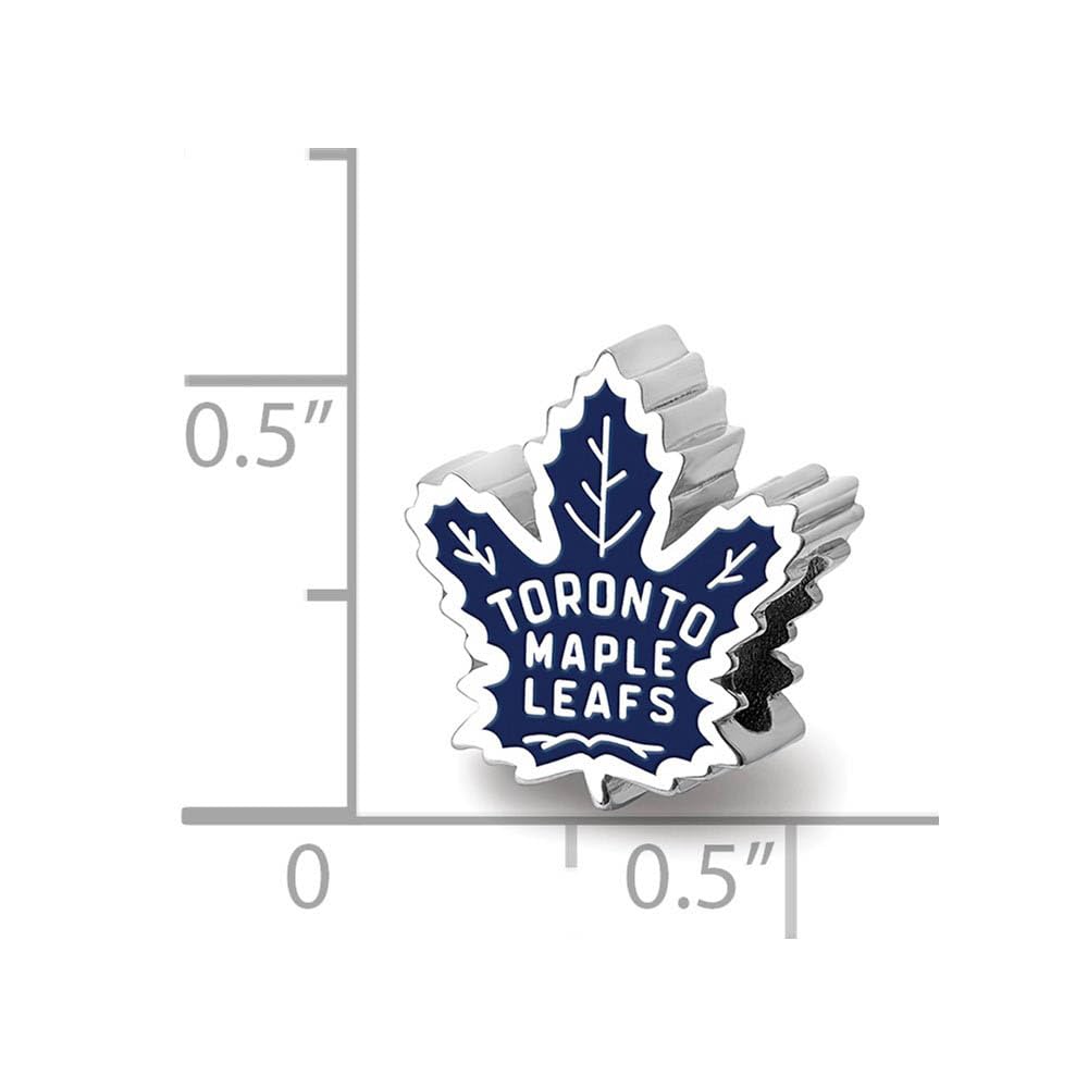 Sterling Silver Rhodium-plated NHL LogoArt Toronto Maple Leafs Enameled Bead