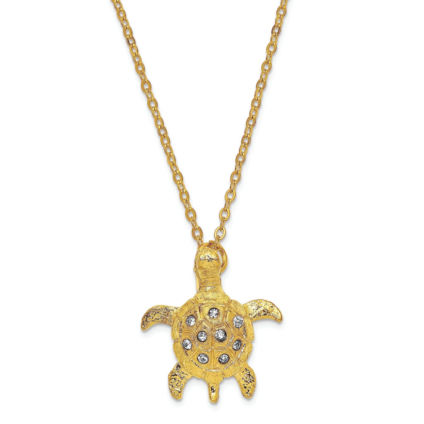 Bejeweled Golden Sea Turtle Trinket Box with Charm Pendant
