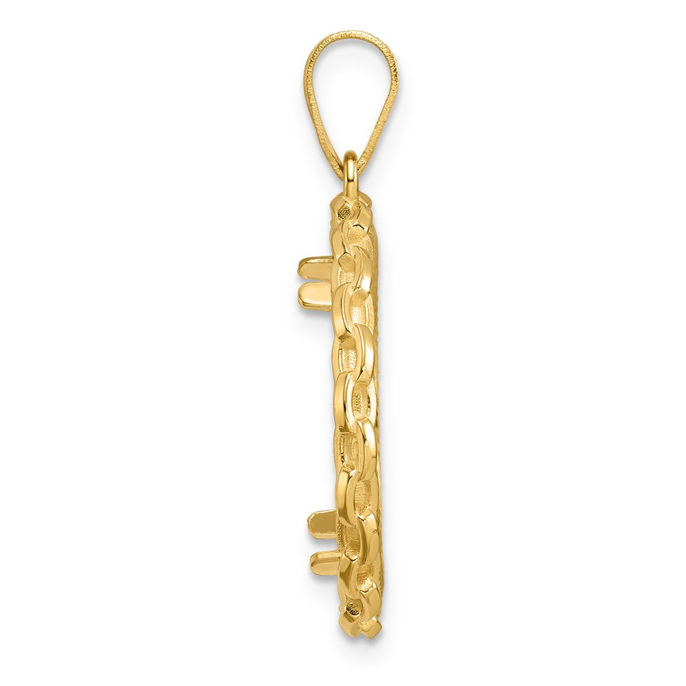 14k Diamond Cut Box with 18.0mm Prong Coin Bezel Pendant