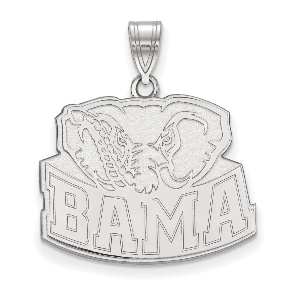 Sterling Silver Rhodium-plated LogoArt University of Alabama Elephant Large Pendant QSS076UAL