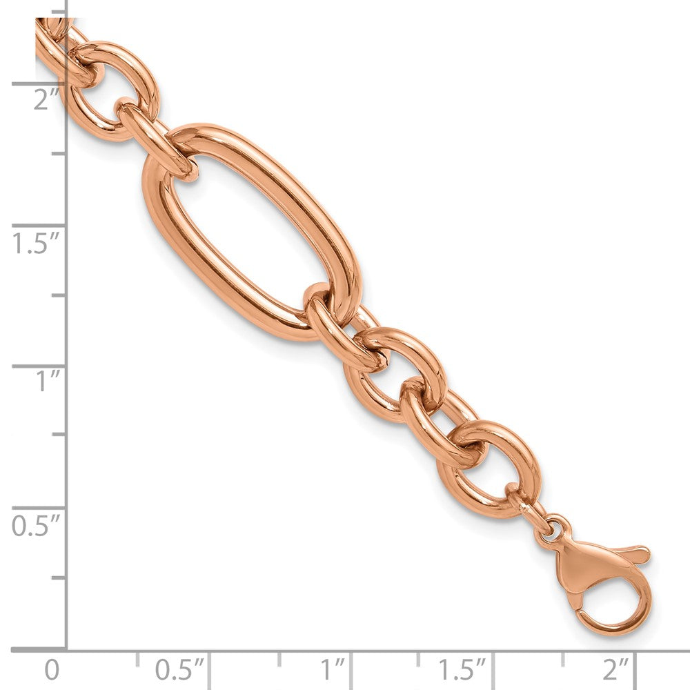 Chisel Stainless Steel Polished Rose IP-plated Open Link 7 inch Plus a 1.25 inch Extension Bracelet 8.25 inches