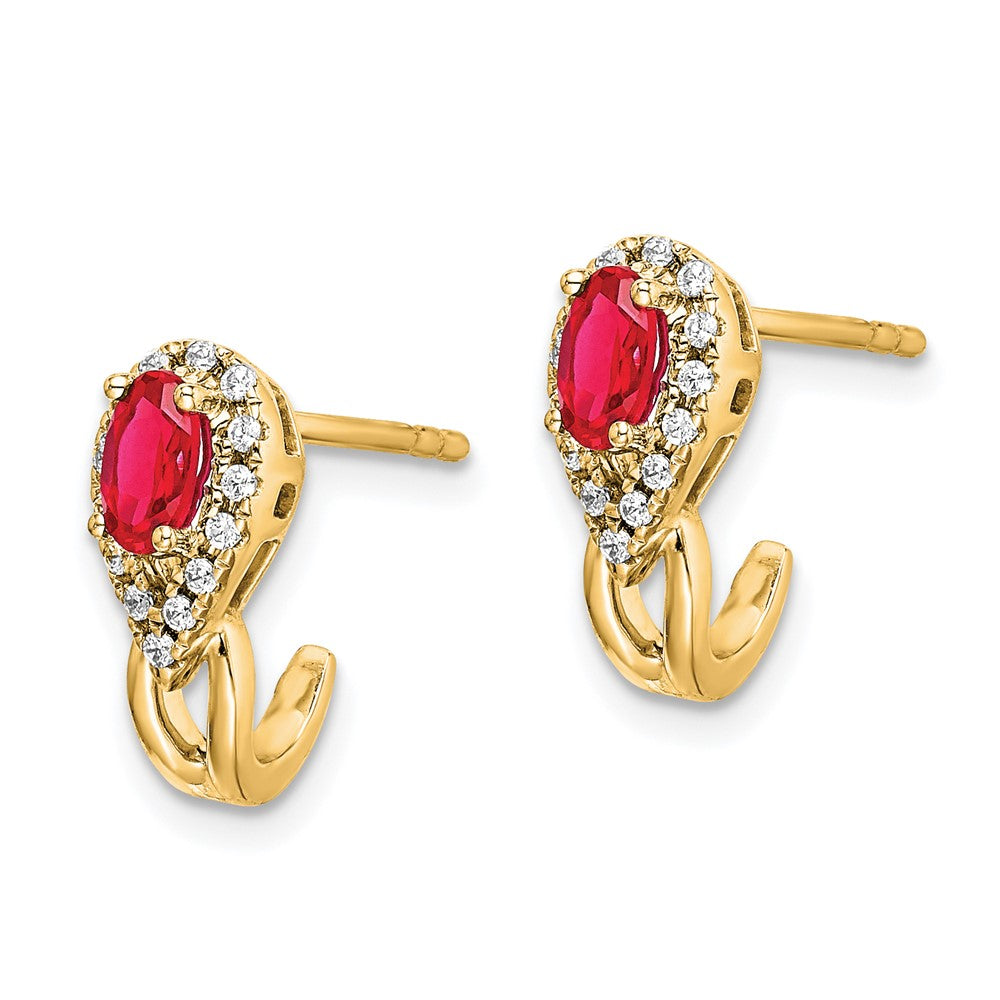 14k Diamond and Ruby Earrings