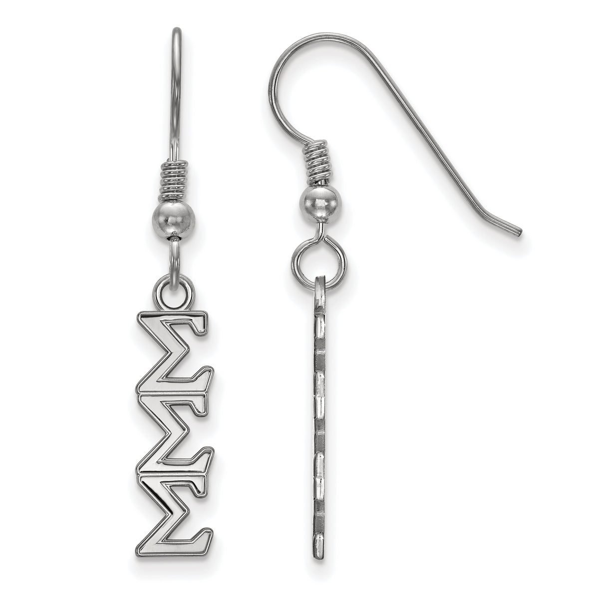 Sterling Silver Official Licensed Greek Sororities Sigma Sigma Sigma (???) Small Dangle Earrings