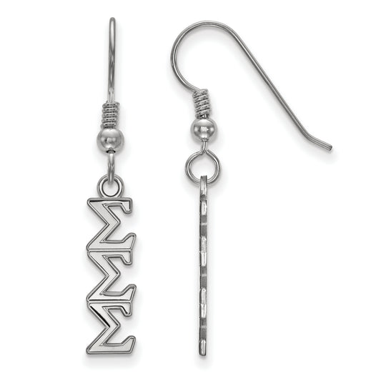 Sterling Silver Official Licensed Greek Sororities Sigma Sigma Sigma (???) Small Dangle Earrings
