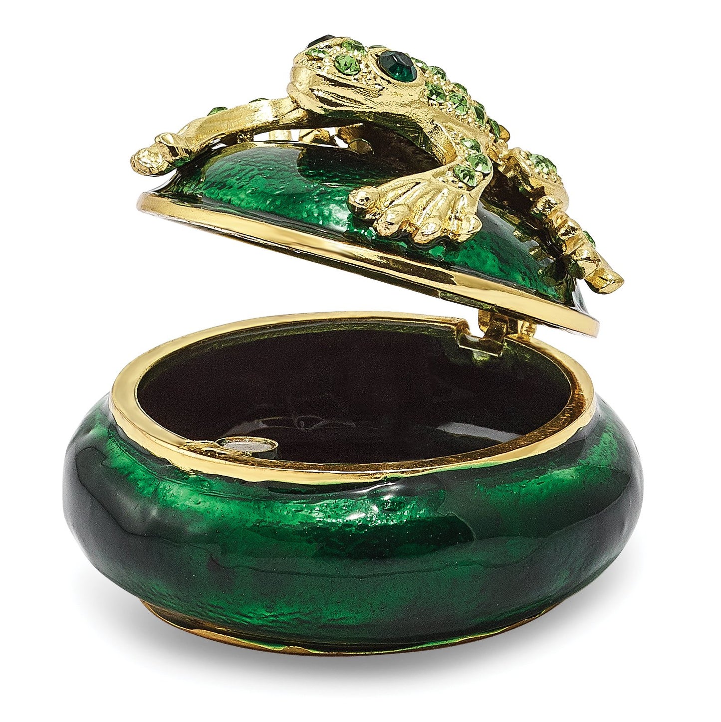 Pewter Enamel Frog on Trinket Box