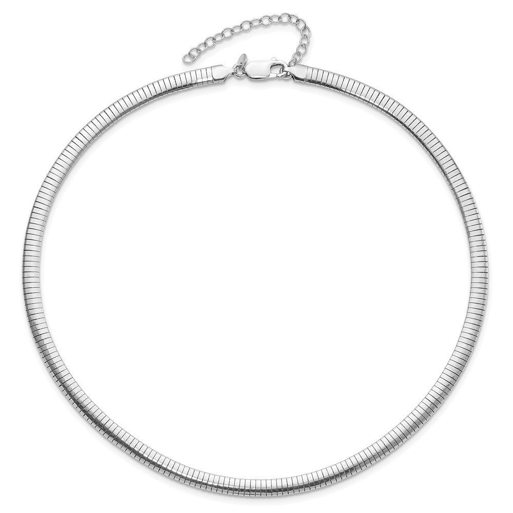 Sterling Silver Rhodium-plated 5.2mm w/2in. Ext Cubetto Chain 16 Inches