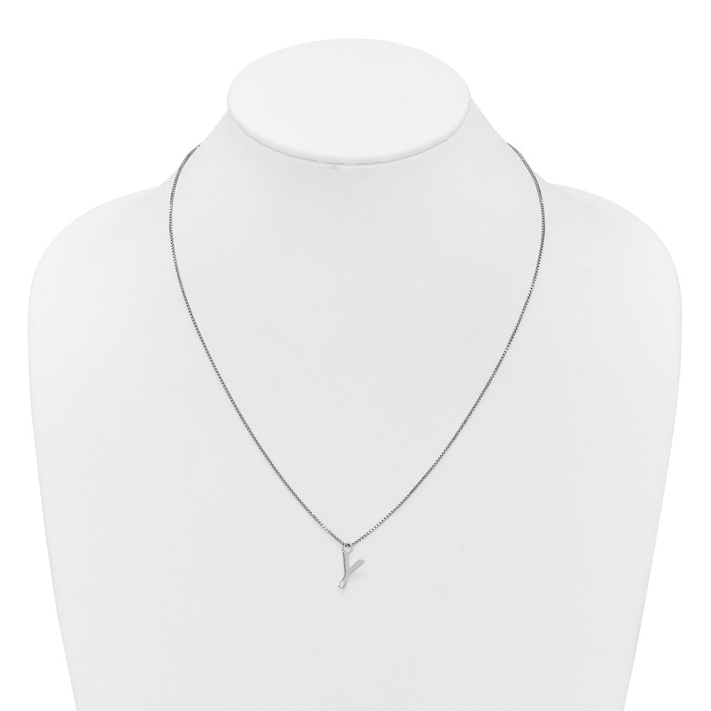White Ice Sterling Silver Rhodium-plated 18 inch Diamond Letter Y Initial Necklace plus 2 inch Extender 18 Inches