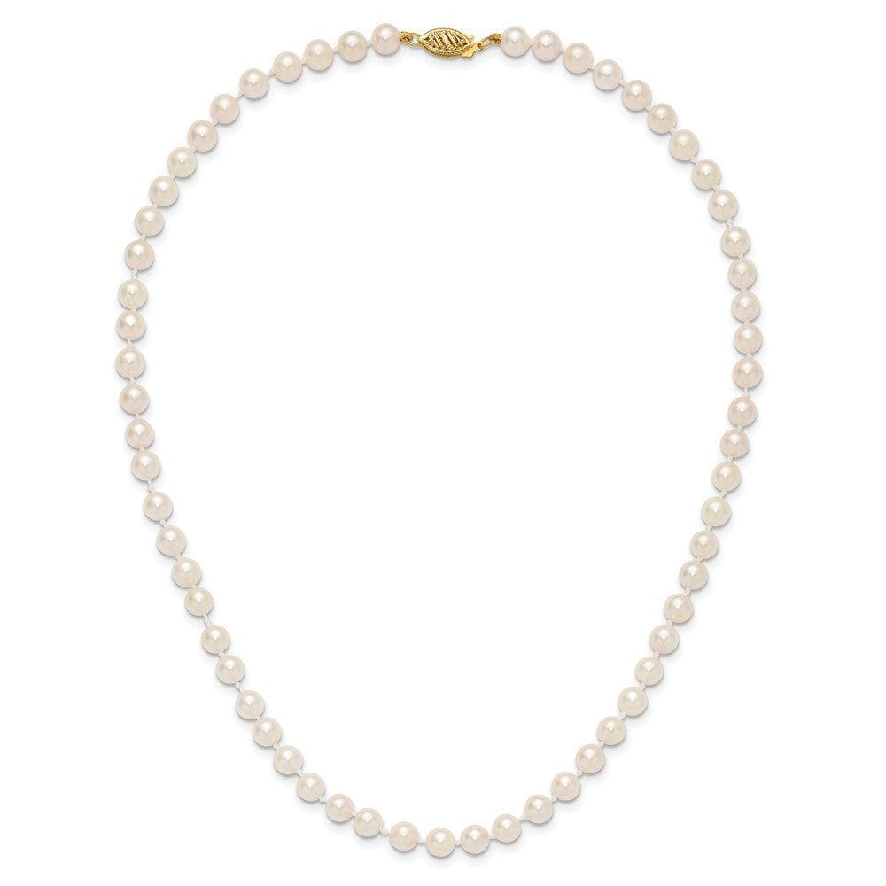 14k 5-6mm White Round Akoya Saltwater Cultured Pearl 16 inch Necklace