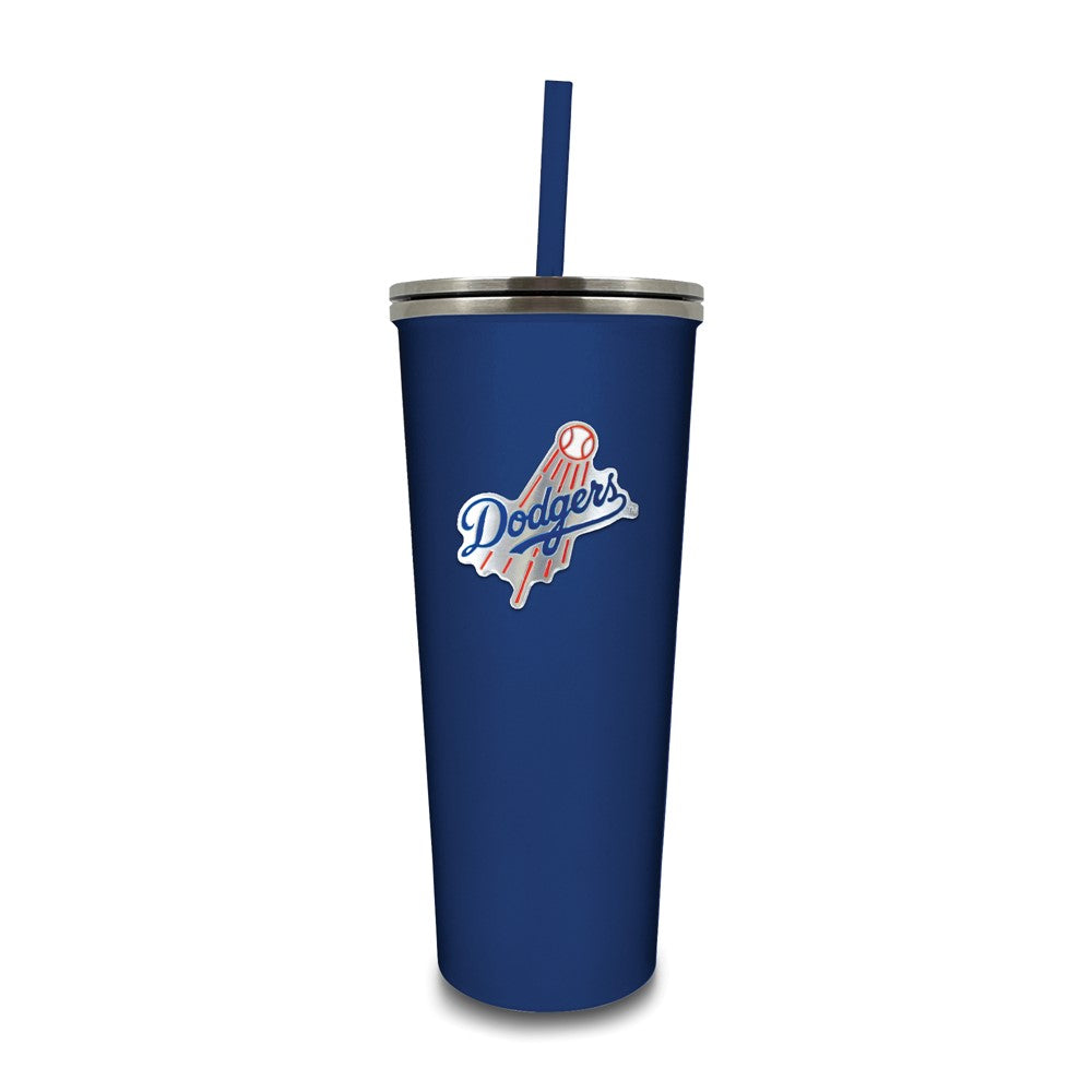 MLB LA Dodgers Stainless Steel 24 ounce Skinny Tumbler with Emblem and Straw