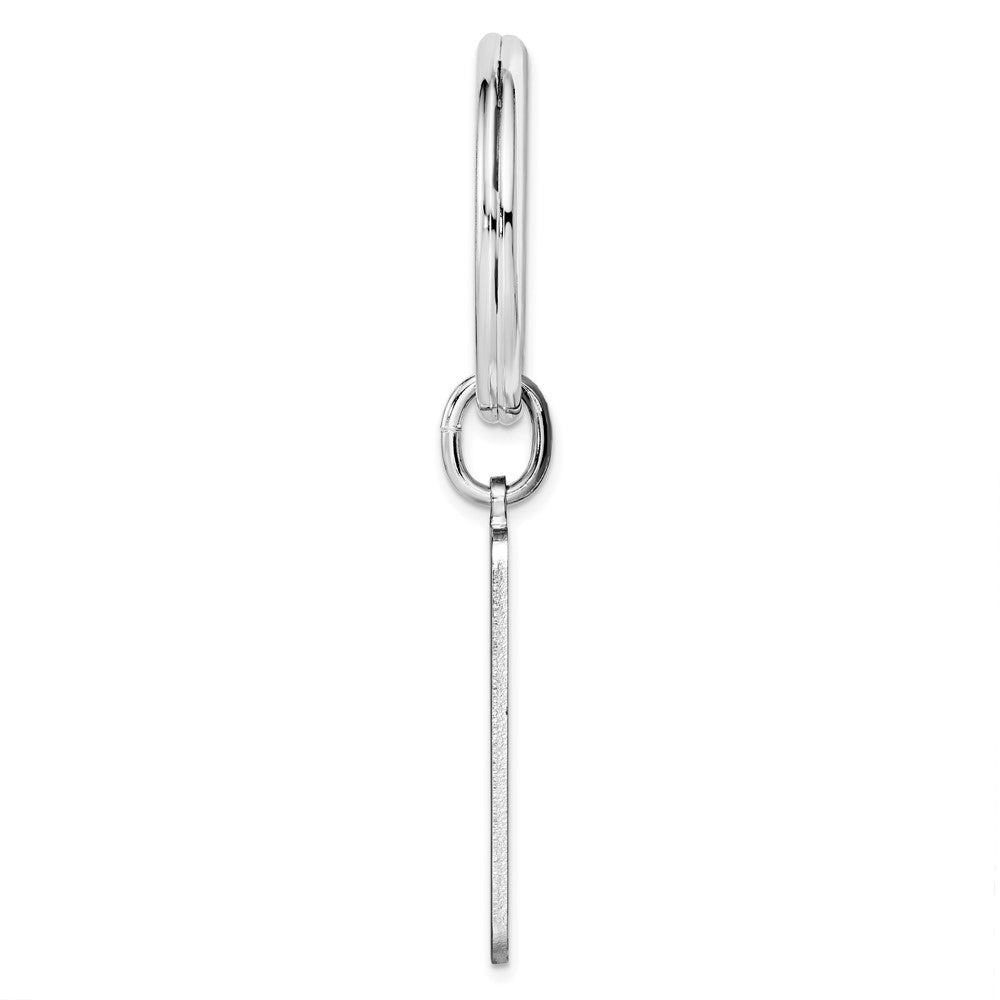 Rhodium-plated Kelly Waters Key Ring with Lines and Cut Corners