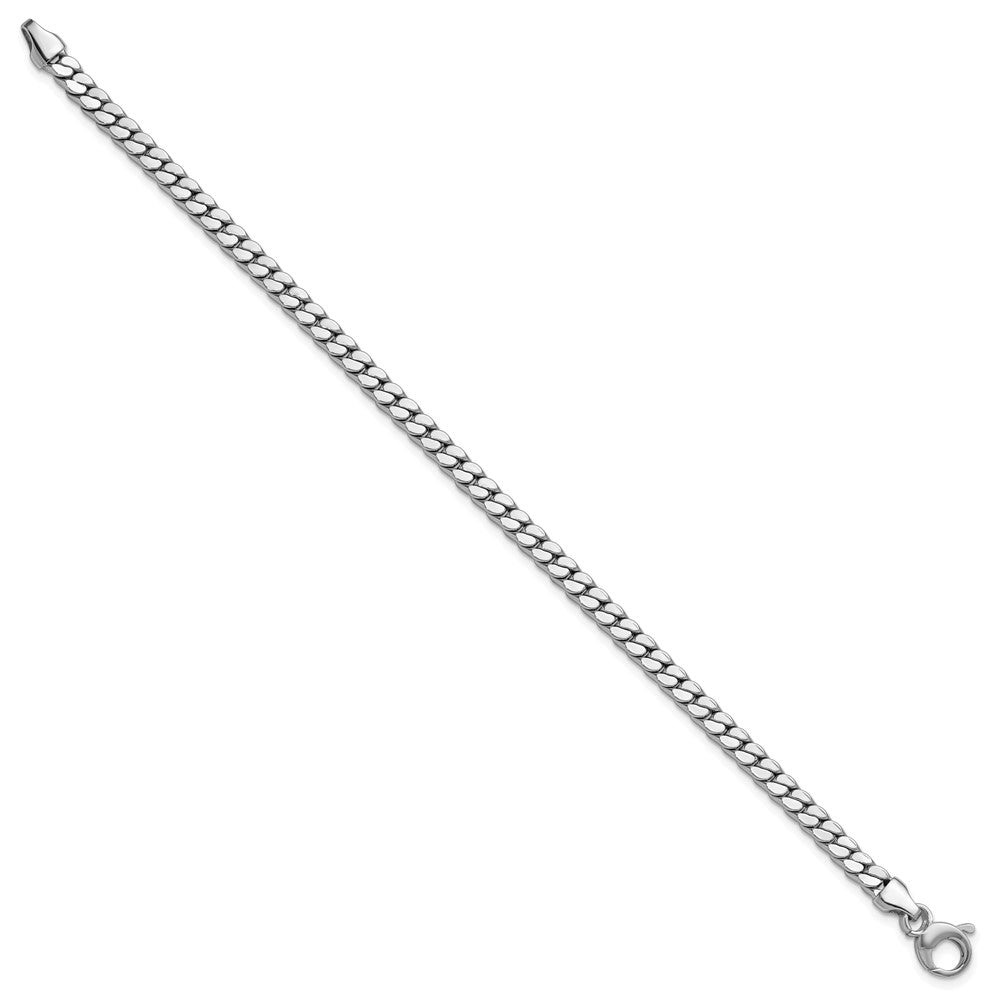 14K White Gold Polished Fancy Curb Link Bracelet 7.75  inches